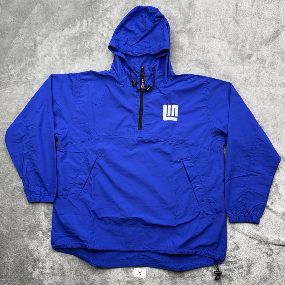 L.L.Bean Women's Blue Hooded Lined Nylon Windbreaker Jacket Pockets Large